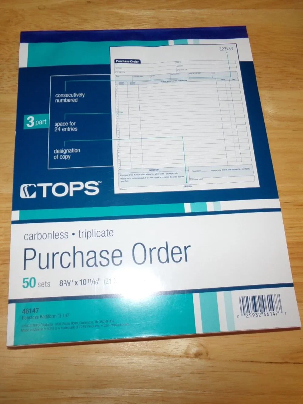 TOPS Office Supplies Purchase Orders Carbonless-tripicate 50 set